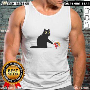 Nice cat ladies wearing Kamala Harris and Donald Trump tank tops, showcasing unique political fashion choices.