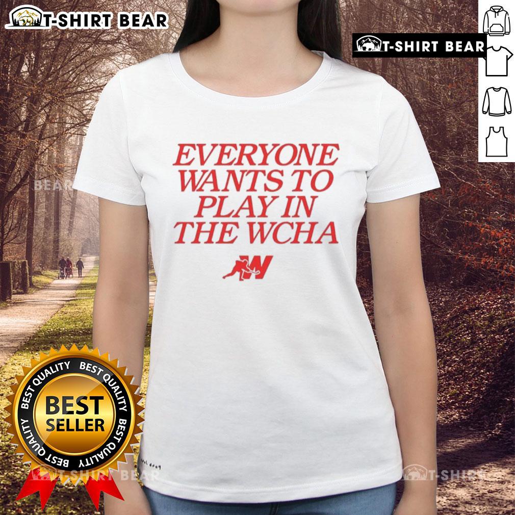 Alt Text: WCHA Ladies Tee featuring a stylish design, perfect for fans who want to support women's hockey in comfort.