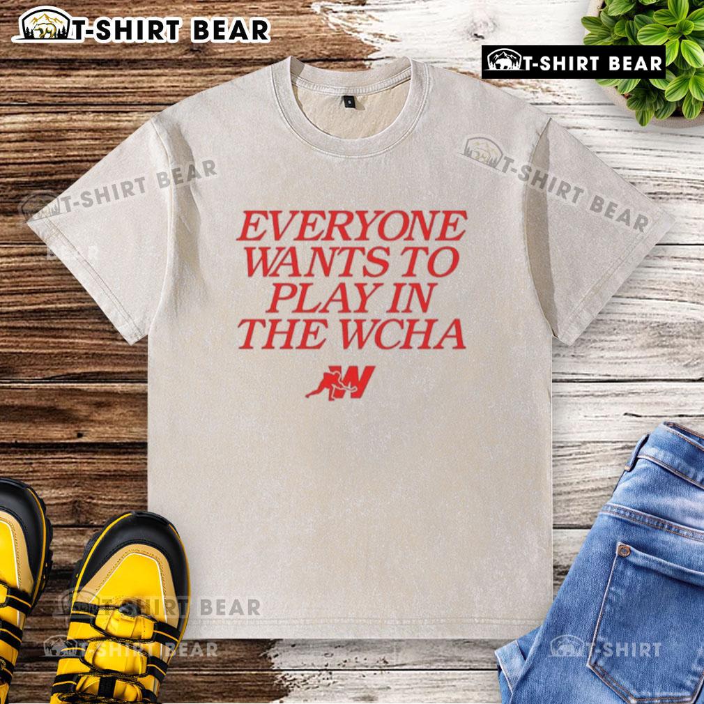Nice Everyone Wants to Play in the WCHA Washed T-Shirt displayed on a mannequin, showcasing its soft fabric and stylish design.