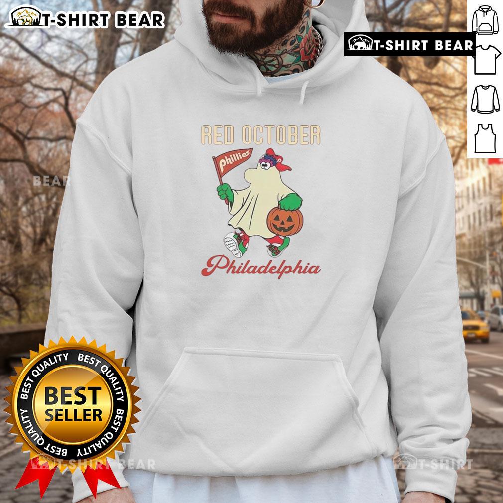 Nice Ghost Philadelphia Phillies Phanatic Red October Halloween Hoodie featuring a playful design for festive fans.