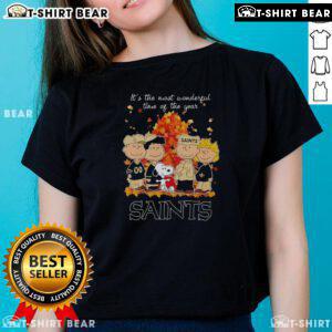 Nice-The-Peanuts-Character-New-Orleans-Saints-Its-The-Most-Wonderful-Time-Of-The-Year-Ladies-Tee