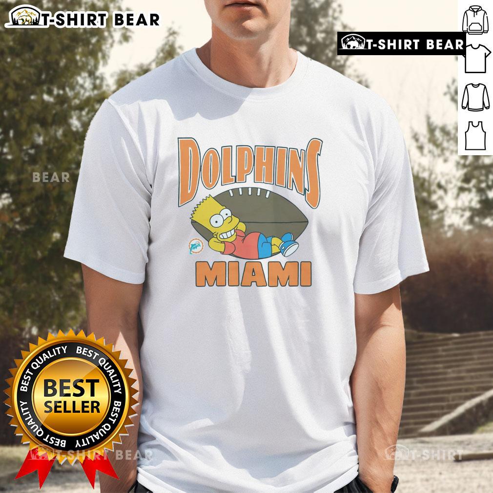 Nice The Simpsons Bart X Miami Dolphins T-Shirt featuring Bart Simpson in Dolphins gear, perfect for fans and collectors.