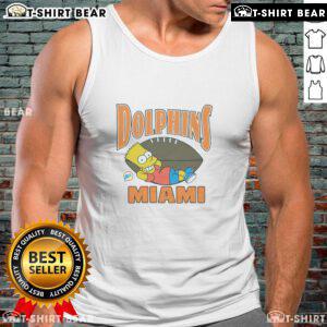 Alt Text: Bart Simpson wearing a Miami Dolphins tank top in a vibrant design, showcasing a fun crossover style.