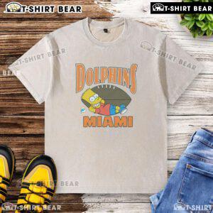 Alt Text: Bart Simpson Miami Dolphins washed t-shirt featuring vibrant graphics and a trendy design for fans.