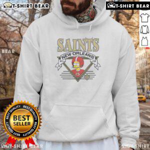 Alt Text: Bart Simpson wearing a New Orleans Saints hoodie in a vibrant design, perfect for fans of The Simpsons and NFL.