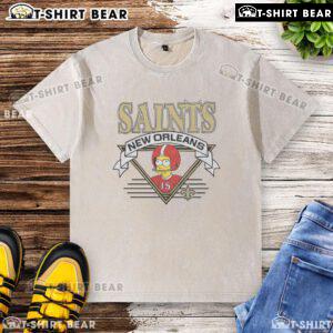 Nice The Simpsons Bart X New Orleans Saints washed t-shirt featuring Bart Simpson in Saints colors and logo.