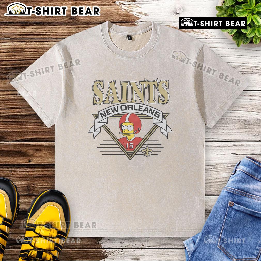 Nice The Simpsons Bart X New Orleans Saints washed t-shirt featuring Bart Simpson in Saints colors and logo.