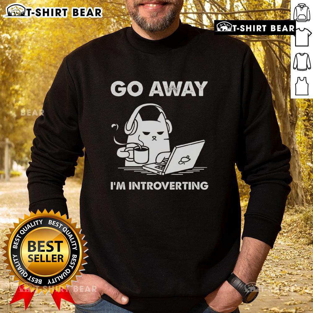 Cozy Official Go Away I'm Introverting Sweatshirt in navy blue, perfect for introverts who love comfort and style.