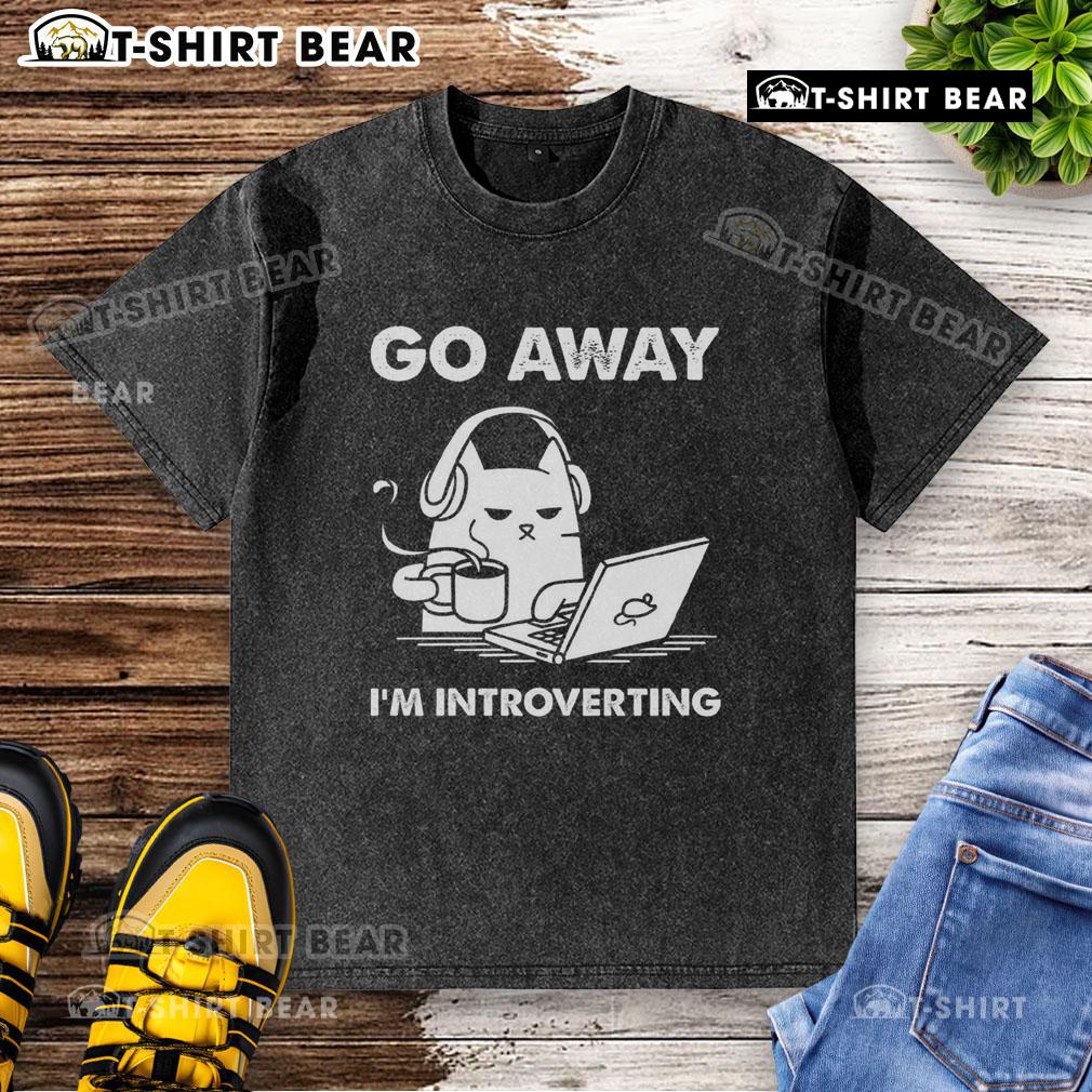 Official Go Away I'm Introverting washed t-shirt in casual style, perfect for introverts who love comfort.