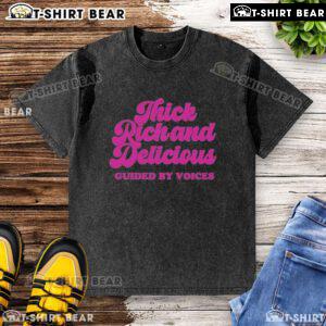 Official Guided By Voices Thick Rick and Delicious washed T-shirt displayed on a hanger against a neutral background.