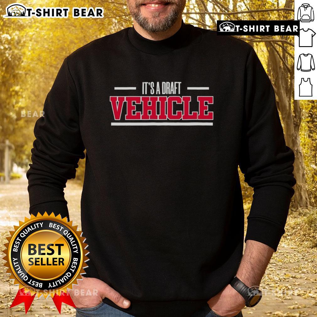 Official It's A Draft Vehicle Sweatshirt in navy blue, showcasing a stylish design perfect for casual wear.