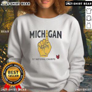 Official Michigan 97 Big Ten Conference sweatshirt in navy blue, featuring the Michigan logo and university emblem.