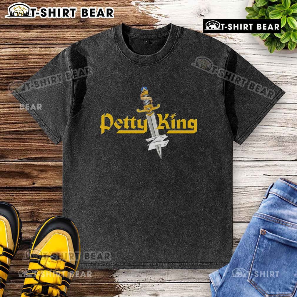Official Petty King Knife logo on a washed t-shirt, featuring a stylish design for casual wear enthusiasts.