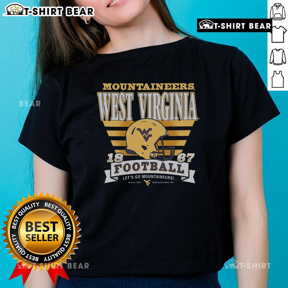 Official West Virginia Mountaineers Stripe Splash Ladies Tee featuring team colors and stylish design for fans.