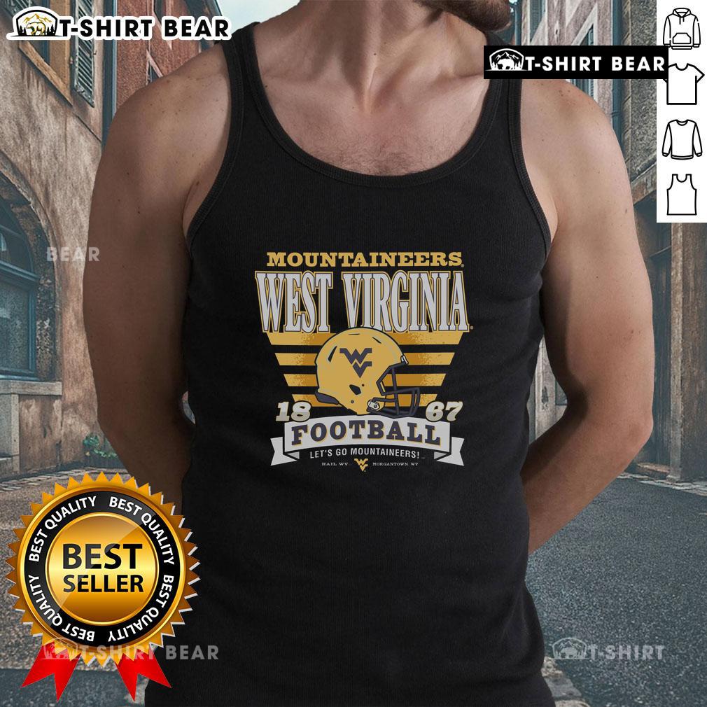 Official West Virginia Mountaineers Stripe Splash Tank Top in blue and gold, perfect for game day and casual wear.