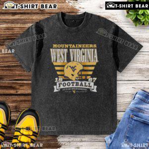 Official West Virginia Mountaineers Stripe Splash Washed T-Shirt featuring bold team colors and logo for fans.