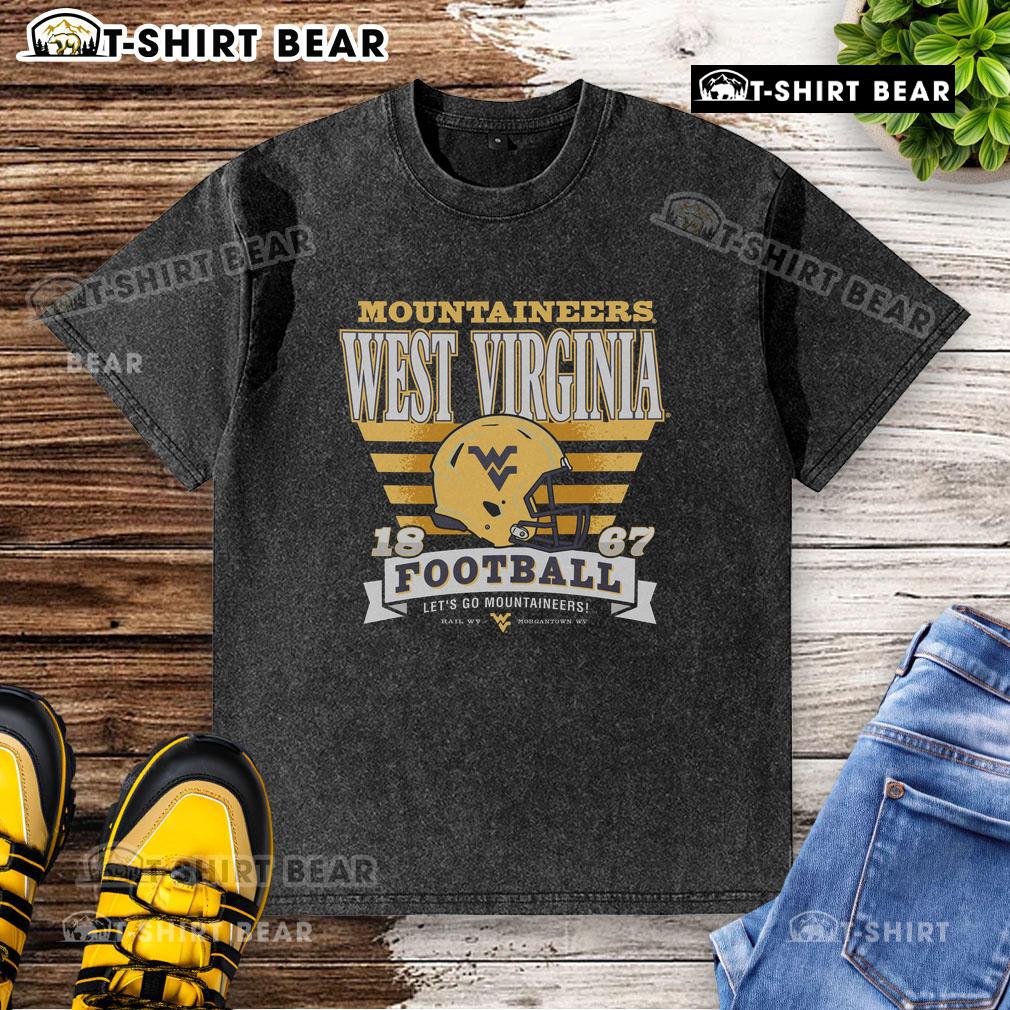 Official West Virginia Mountaineers Stripe Splash Washed T-Shirt featuring bold team colors and logo for fans.