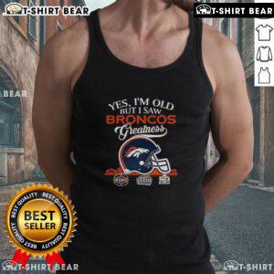 Denver Broncos Super Bowl helmet skyline tank top design celebrating football greatness for vintage fans.