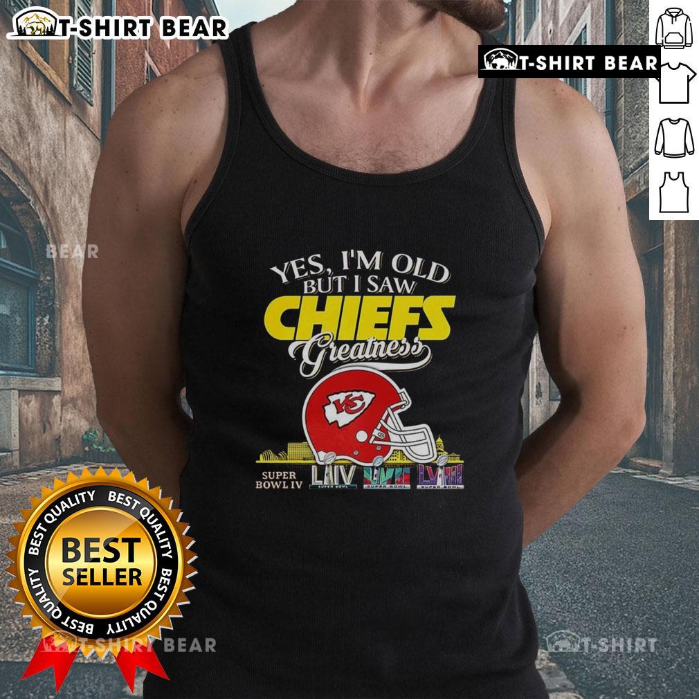Alt Text: Kansas City Chiefs Super Bowl helmet skyline tank top design for fans celebrating team greatness and nostalgia.