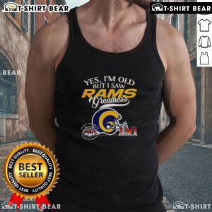 Stylish tank top featuring Los Angeles Rams Super Bowl helmet and skyline, perfect for fans celebrating their team's greatness.
