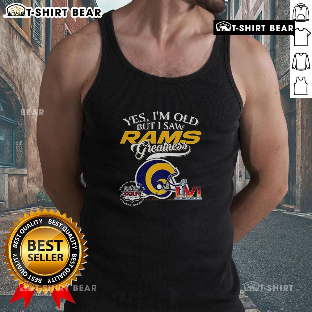 Stylish tank top featuring Los Angeles Rams Super Bowl helmet and skyline, perfect for fans celebrating their team's greatness.