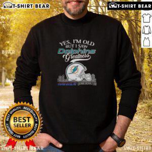 Miami Dolphins greatness sweatshirt featuring Super Bowl helmet and skyline design, perfect for vintage sports fans.