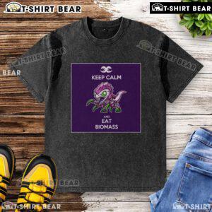 Premium Keep Calm and Eat Biomass Washed T-Shirt in soft fabric, featuring a trendy design for eco-conscious fashion lovers.
