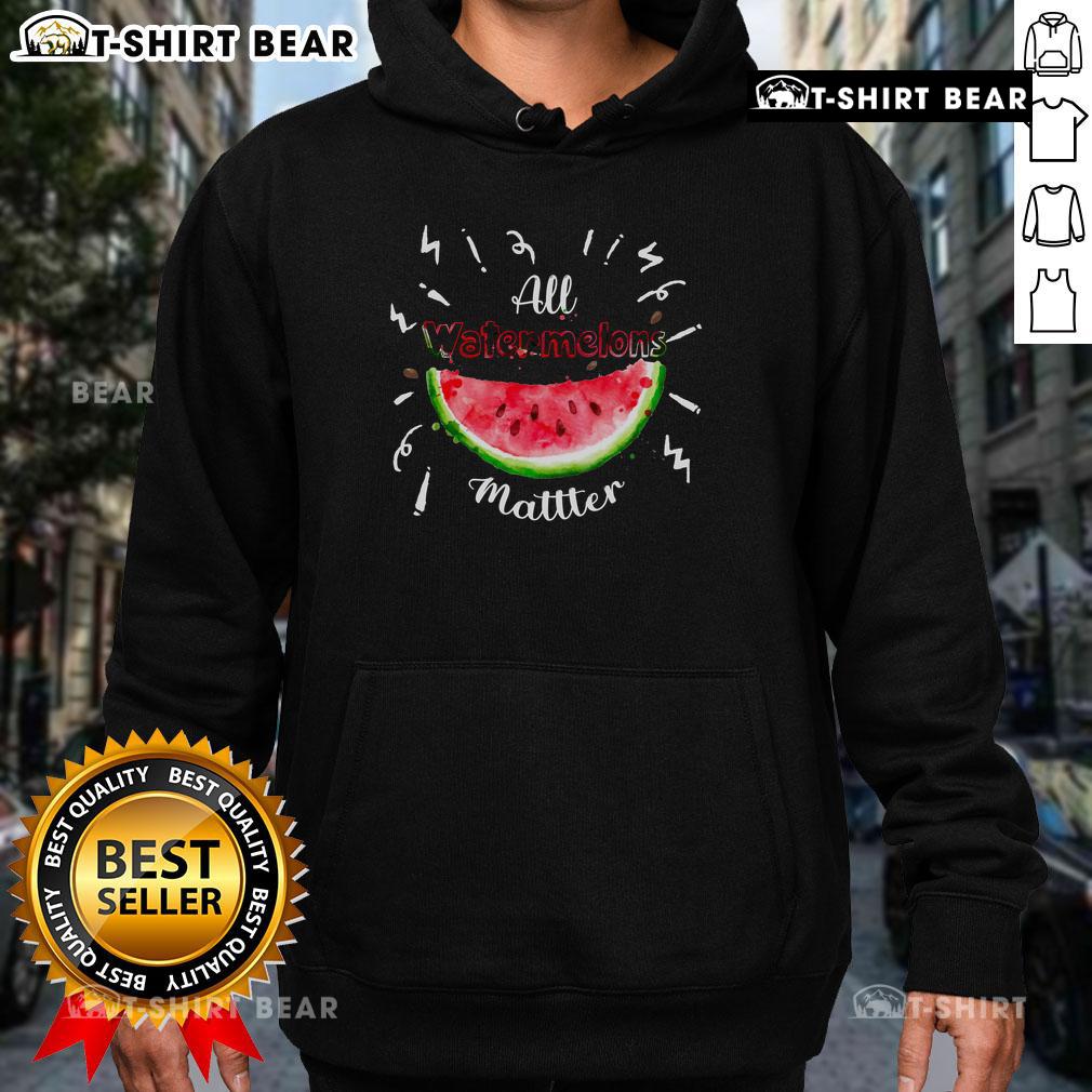 Colorful 'Pretty All Watermelons Matter' hoodie featuring vibrant watermelon graphics, perfect for summer fruit lovers.