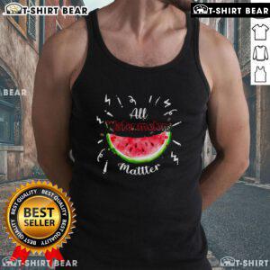 Summer watermelon tank top featuring 'Pretty All Watermelons Matter' design, perfect for warm weather and fruit lovers.
