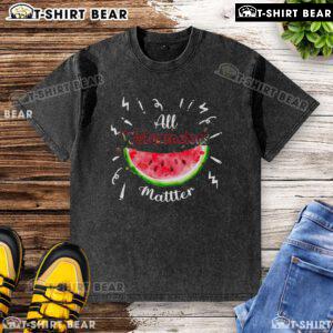 Pretty All Watermelons Matter Fruit Summer Watermelon T-Shirt design featuring vibrant watermelon graphics on a washed tee.