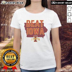 Alt Text: Pretty Iowa State Cyclones beat Iowa Hawkeyes ladies tee showcasing team spirit and vibrant design.