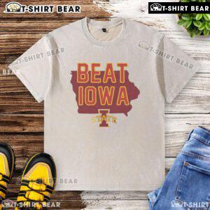 Pretty Iowa State Cyclones beat Iowa Hawkeyes washed t-shirt featuring team colors and logo, perfect for fans.
