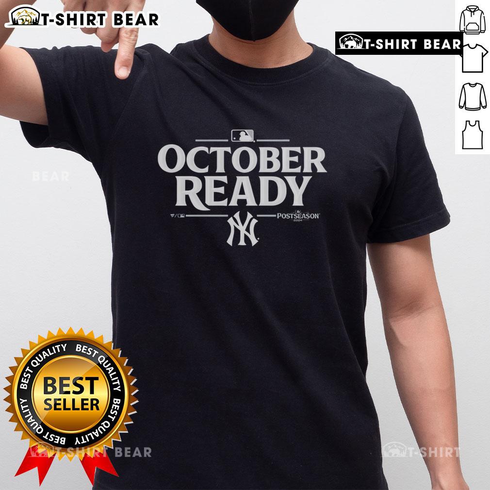 Pretty October Ready New York Yankees 2025 Postseason T-Shirt featuring team logo and vibrant autumn colors.