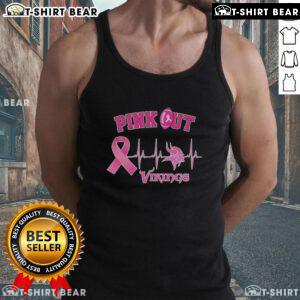 Pretty pink out breast cancer heartbeat Minnesota Vikings tank top featuring vibrant design and supportive message.