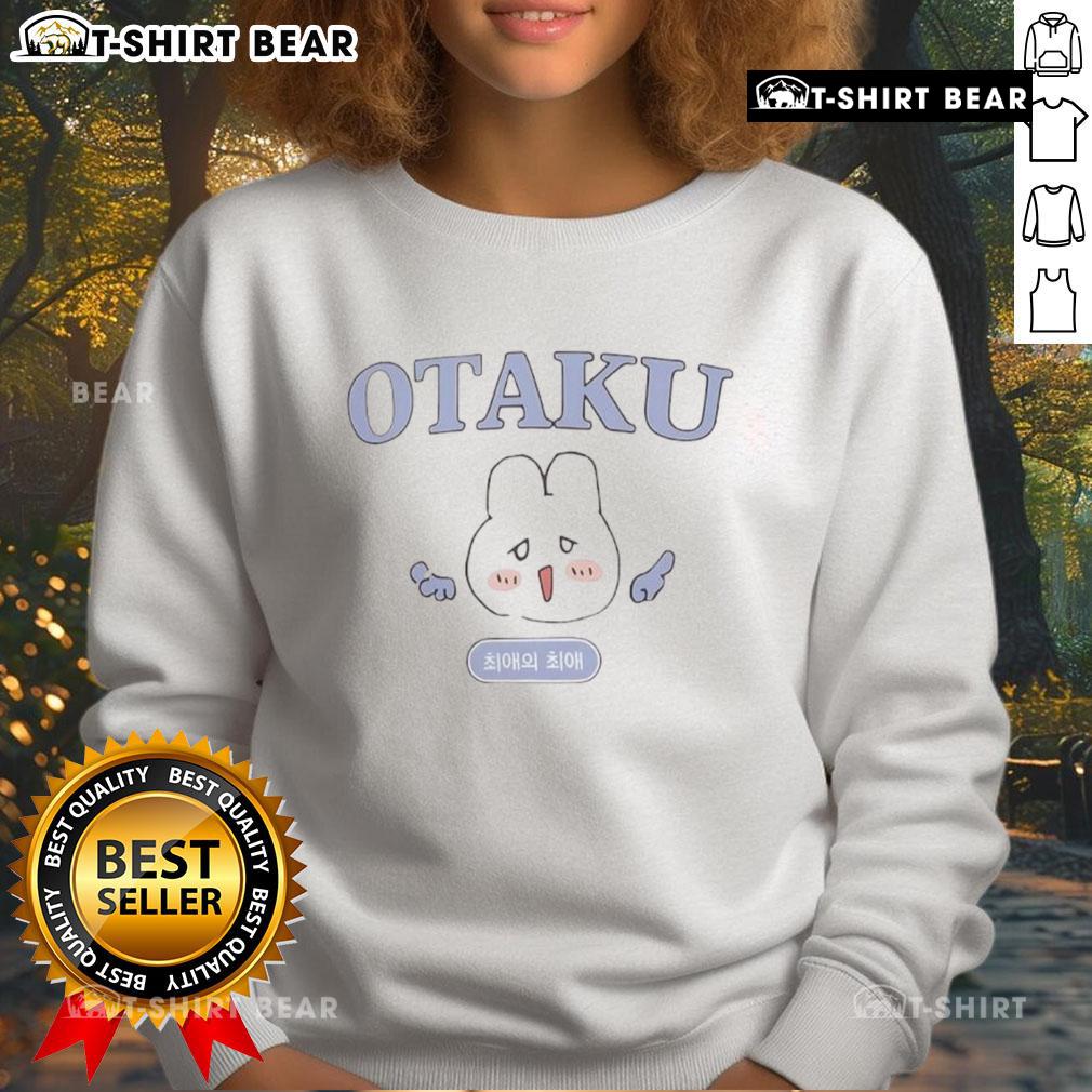 Pretty Soobin in a cute Rabbit Otaku sweatshirt, showcasing a playful anime-inspired fashion style.