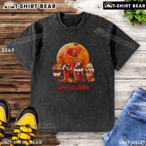 Alt Text: Pretty Tampa Bay Buccaneers Happy Halloween coffee washed T-shirt featuring festive design for fans celebrating Halloween.