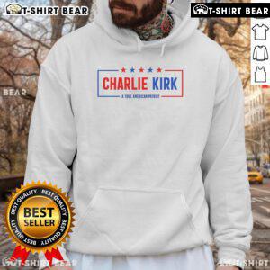 Charlie Kirk American patriot hero hoodie featuring bold design, perfect for supporters of conservative values and activism.