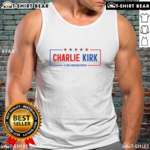 Charlie Kirk American Patriot Hero tank top featuring bold graphics and patriotic colors, perfect for supporters and events.