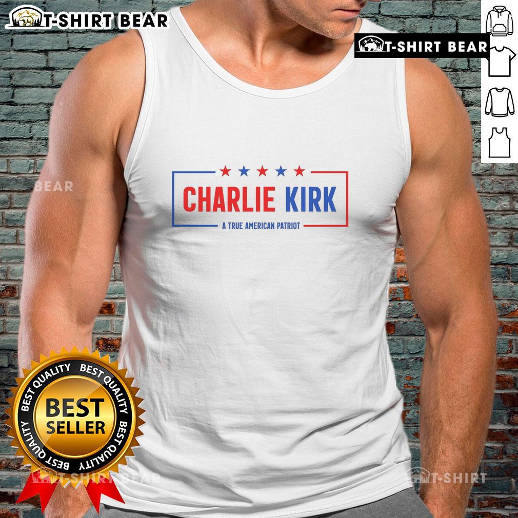 Charlie Kirk American Patriot Hero tank top featuring bold graphics and patriotic colors, perfect for supporters and events.