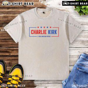 Top Charlie Kirk American Patriot Hero washed t-shirt featuring a bold graphic design celebrating patriotism.