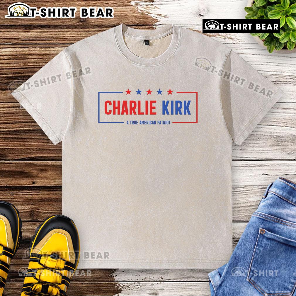 Top Charlie Kirk American Patriot Hero washed t-shirt featuring a bold graphic design celebrating patriotism.