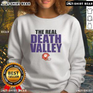 Alt Text: Clemson Tigers sweatshirt featuring 'The Real Death Valley' design, perfect for fans of Clemson University.