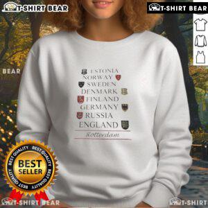 Stylish sweatshirt featuring top Estonia, Norway, Sweden, Denmark, Finland, Germany, Russia, and England designs.