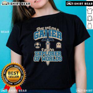 Top Gamer Sword Explorer Ladies Tee featuring a stylish design for enthusiastic female gamers.