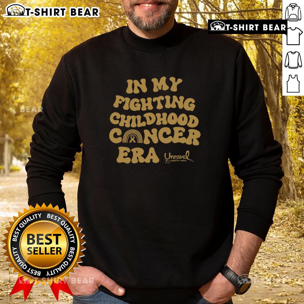 Top In My Fighting Childhood Cancer Era Sweatshirt featuring a bold design, supporting childhood cancer awareness and fighters.