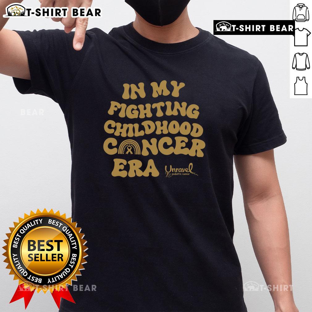 Alt Text: Top In My Fighting Childhood Cancer Era T-Shirt featuring a bold design supporting childhood cancer awareness.