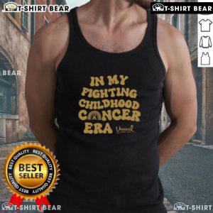 Colorful tank top featuring 'Top In My Fighting Childhood Cancer Era' design, promoting awareness and support for childhood cancer.