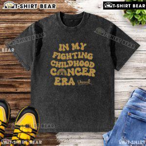 Top In My Fighting Childhood Cancer Era washed t-shirt featuring a vibrant design supporting childhood cancer awareness.