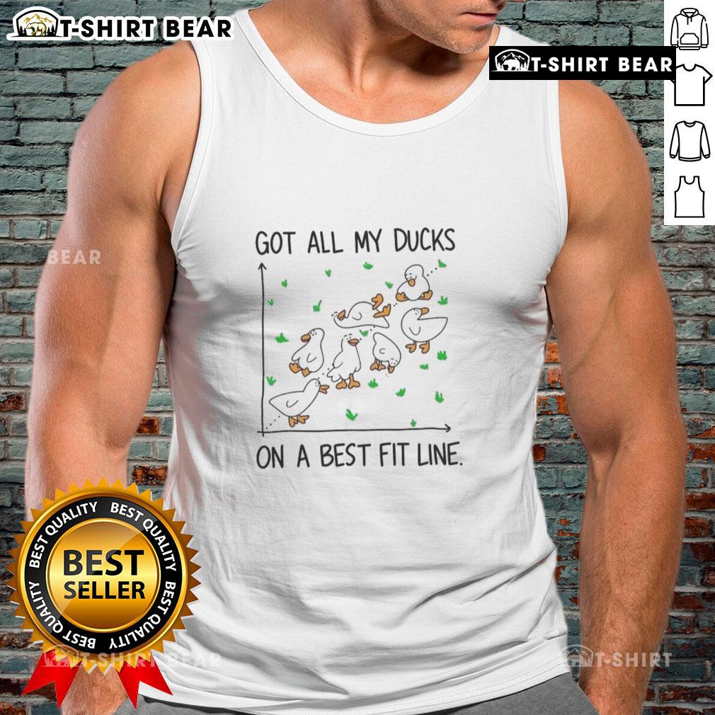 Funny duck graphic on a 'Best Fit Line' tank top, perfect for casual wear and showcasing a playful style.