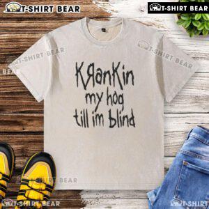 Top Krankin My Hog Till I'm Blind washed T-shirt in trendy design, perfect for casual wear and motorcycle enthusiasts.